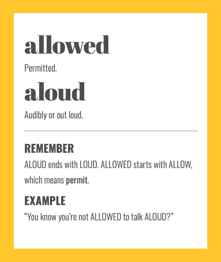 Aloud Vs Allowed Top Tips To Remember The Difference Sarah Townsend Editorial